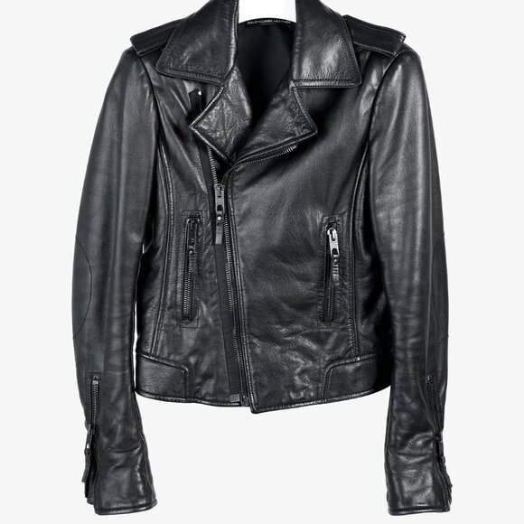 Balenciaga Black Lambskin-Leather Moto Jacket - Picture 1 of 12